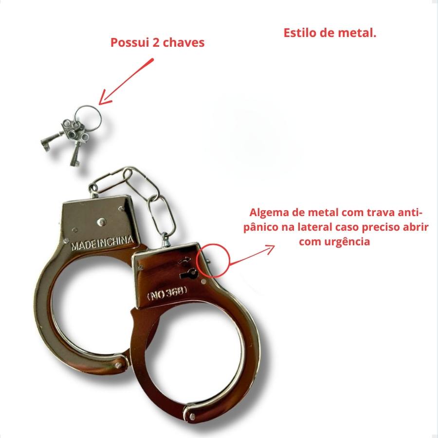 Algema Metal Chave Policial Festa Fantasia Carnaval Fetiche