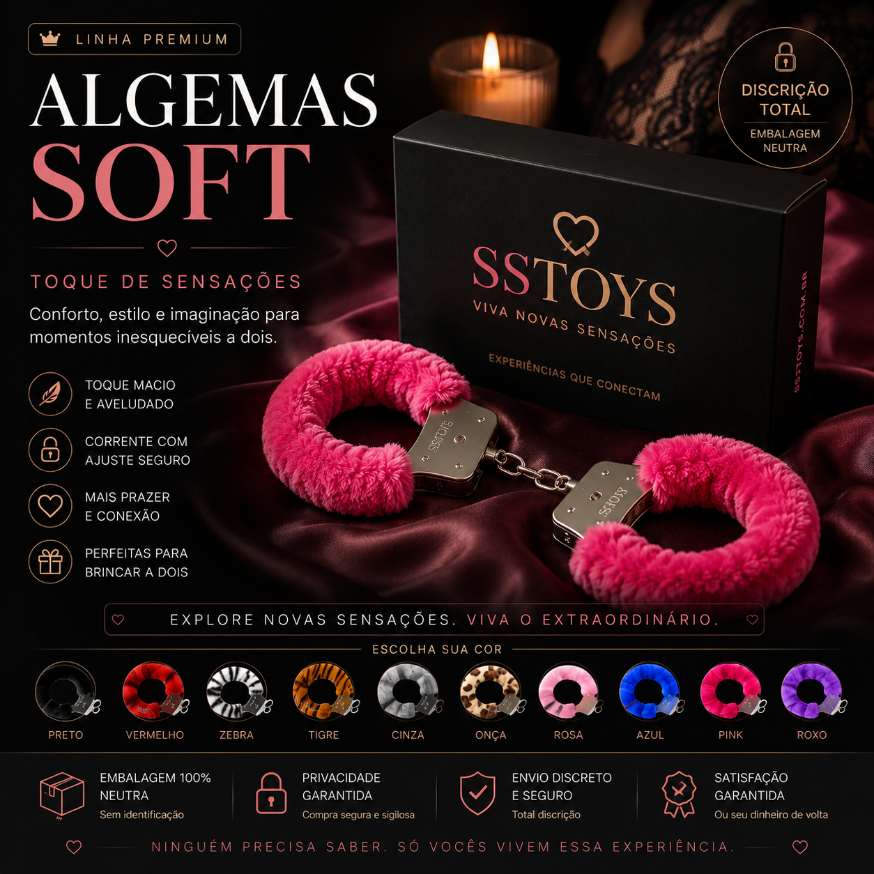 Algema De Metal Com Pelúcia Chaves Cores