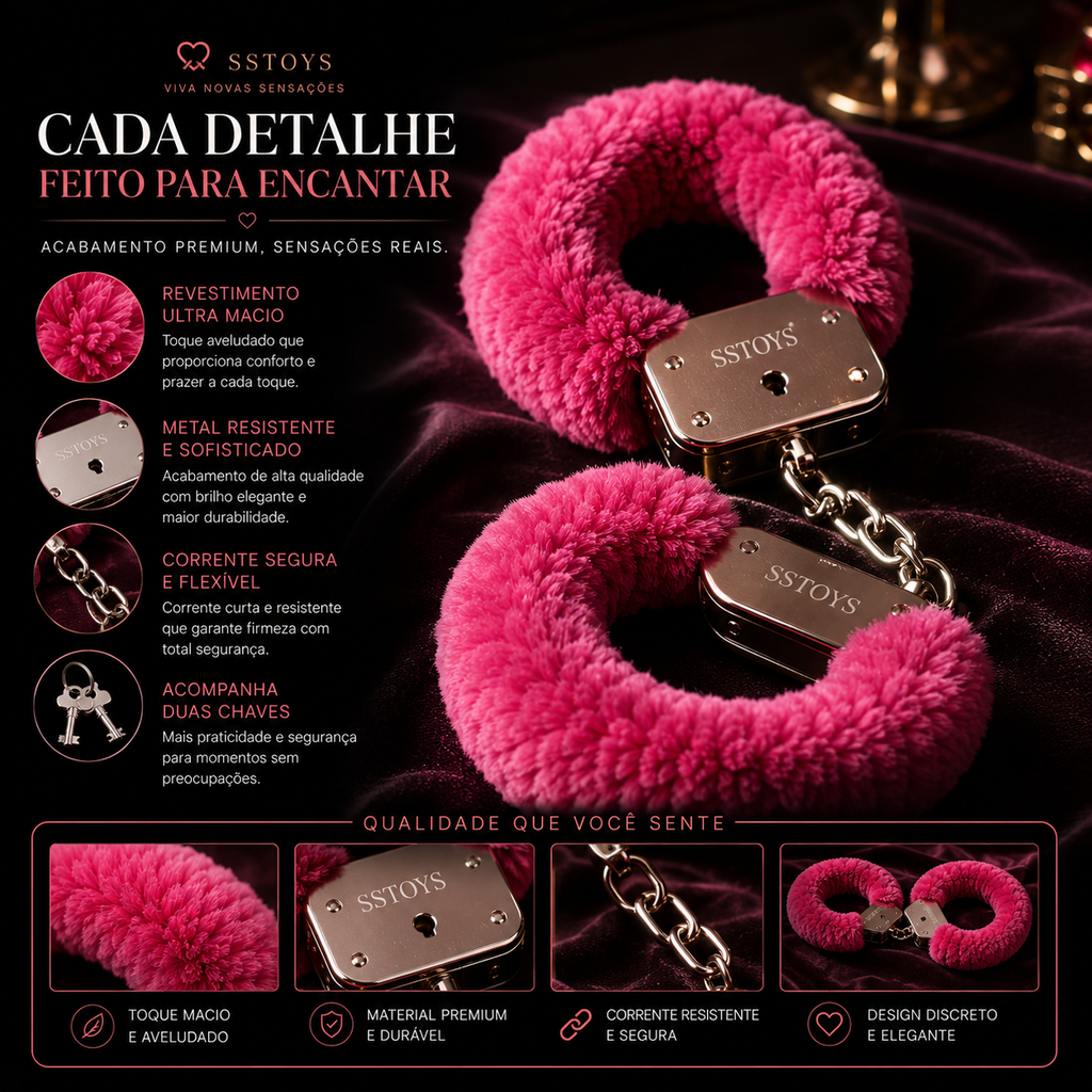 Algema De Metal Com Pelúcia Chaves Cores