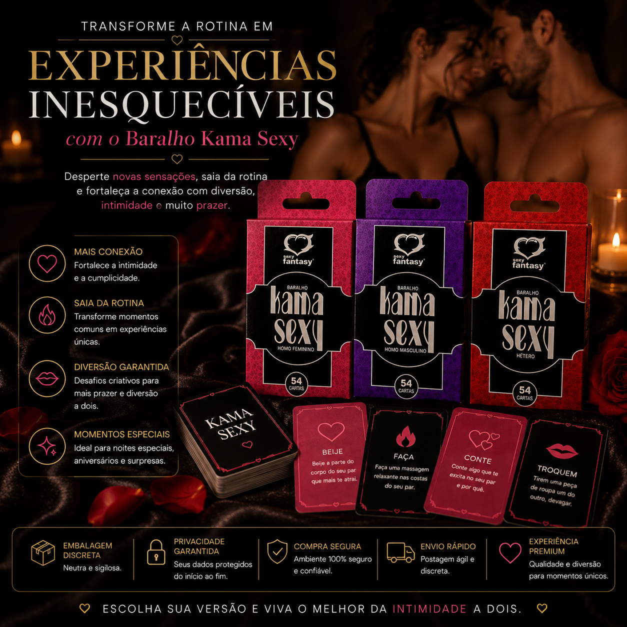Baralho Erótico Hétero - Homossexual Gay - Lésbica Com 54 Cartas