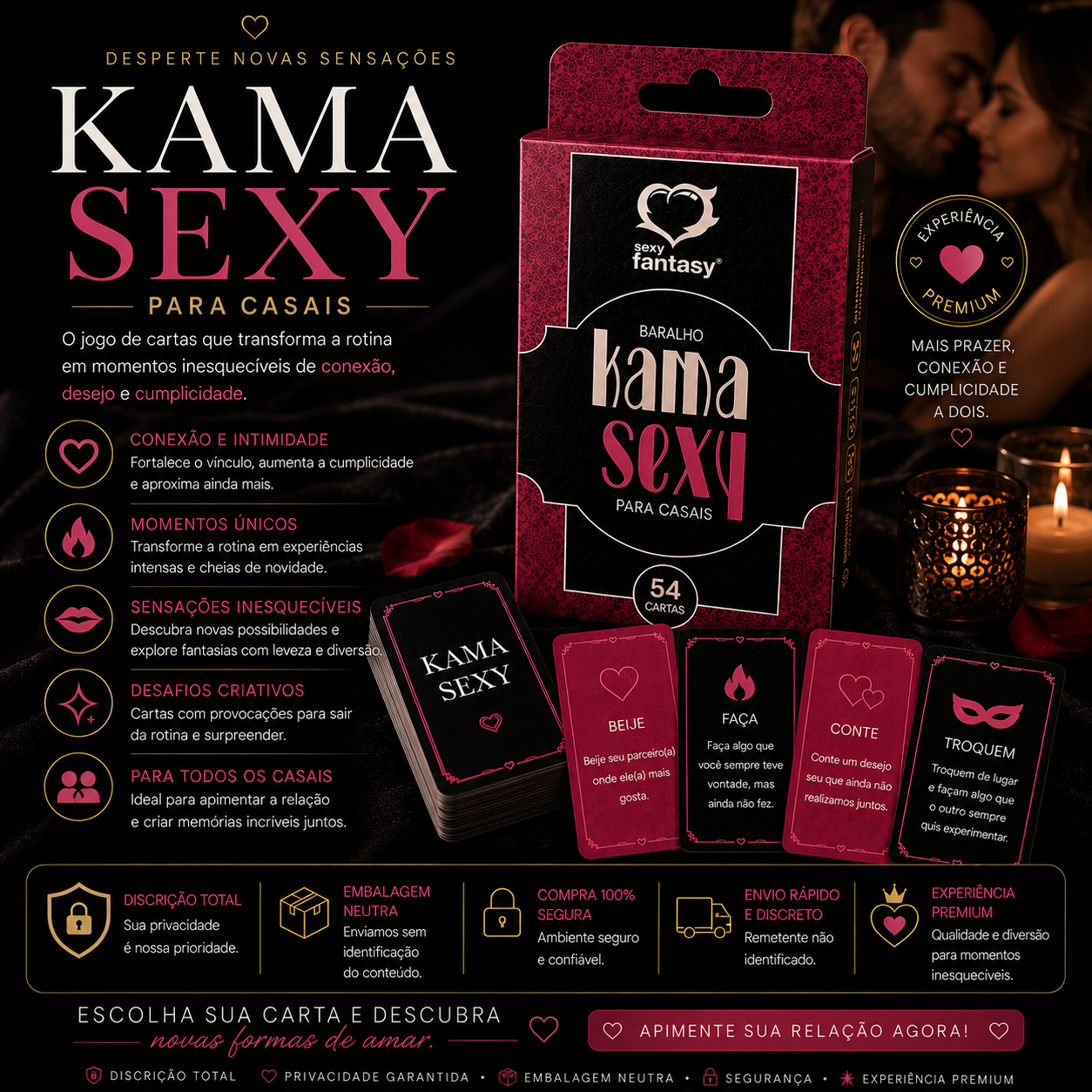 Baralho Erótico Hétero - Homossexual Gay - Lésbica Com 54 Cartas