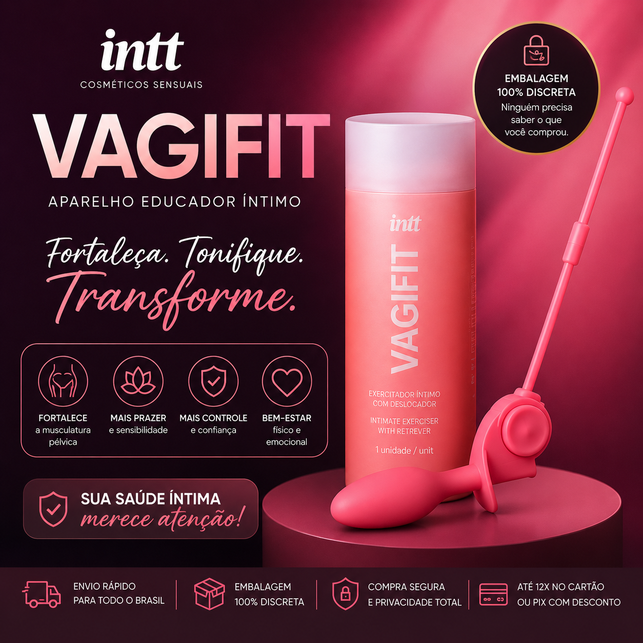 Vagifit Intt Exercitador Íntimo | Fortalecimento Pélvico e Bem-Estar Feminino