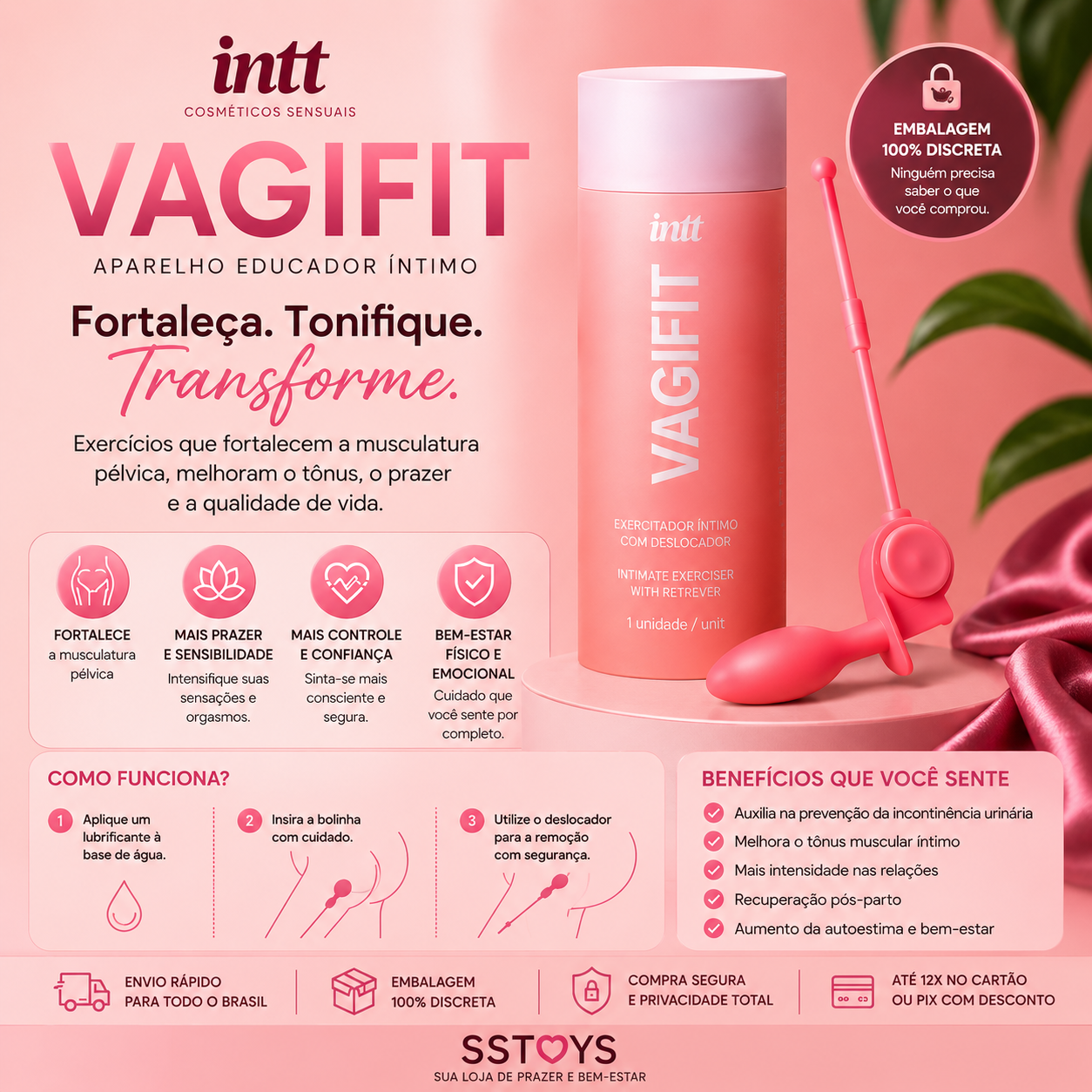 Vagifit Intt Exercitador Íntimo | Fortalecimento Pélvico e Bem-Estar Feminino