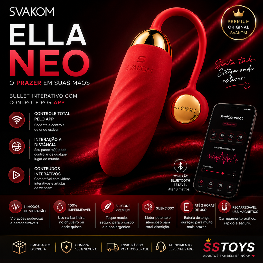 Vibrador Cápsula SVAKOM Ella Neo Recarregável com Controle por App Bluetooth