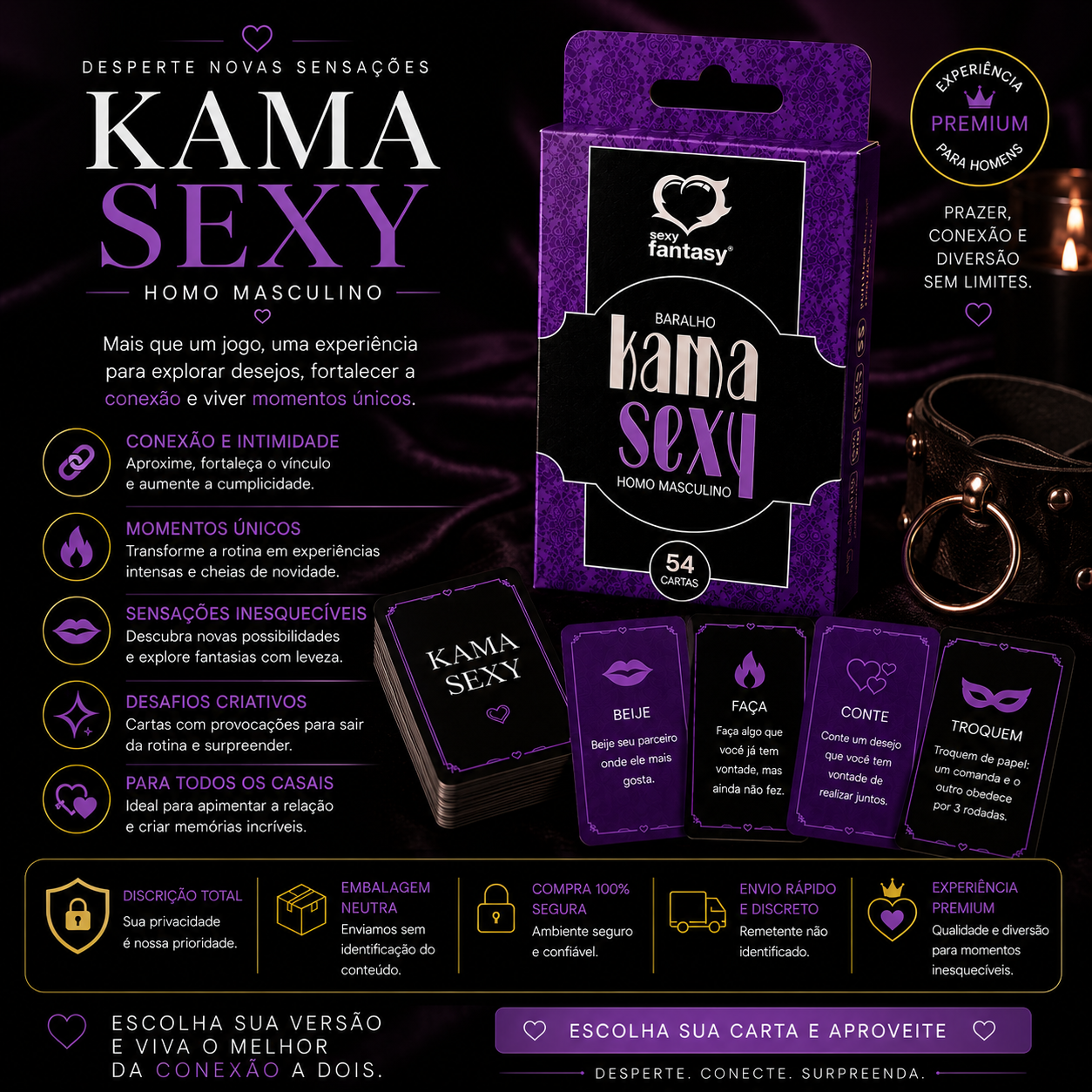 Baralho Erótico Hétero - Homossexual Gay - Lésbica Com 54 Cartas